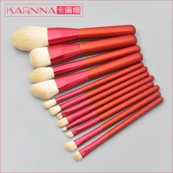 

1K Minimum 10 Red Wooden Handle Make Brush Set Soft Fiber Wool Can Private Label Custom Logo If meet Minimum Wholesale Cosmetics