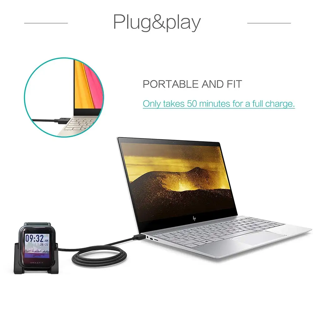 Сменное магнитное зарядное устройство USB для Xiaomi Huami Amazfit Bip Youth A1608 модель умные