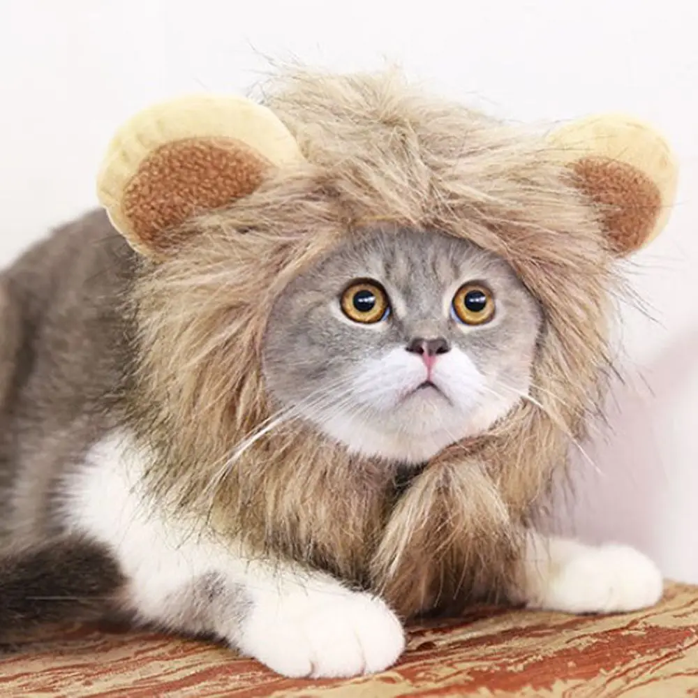 Головной убор кошки костюм косплей лев грива парик шапка с ушами котенок