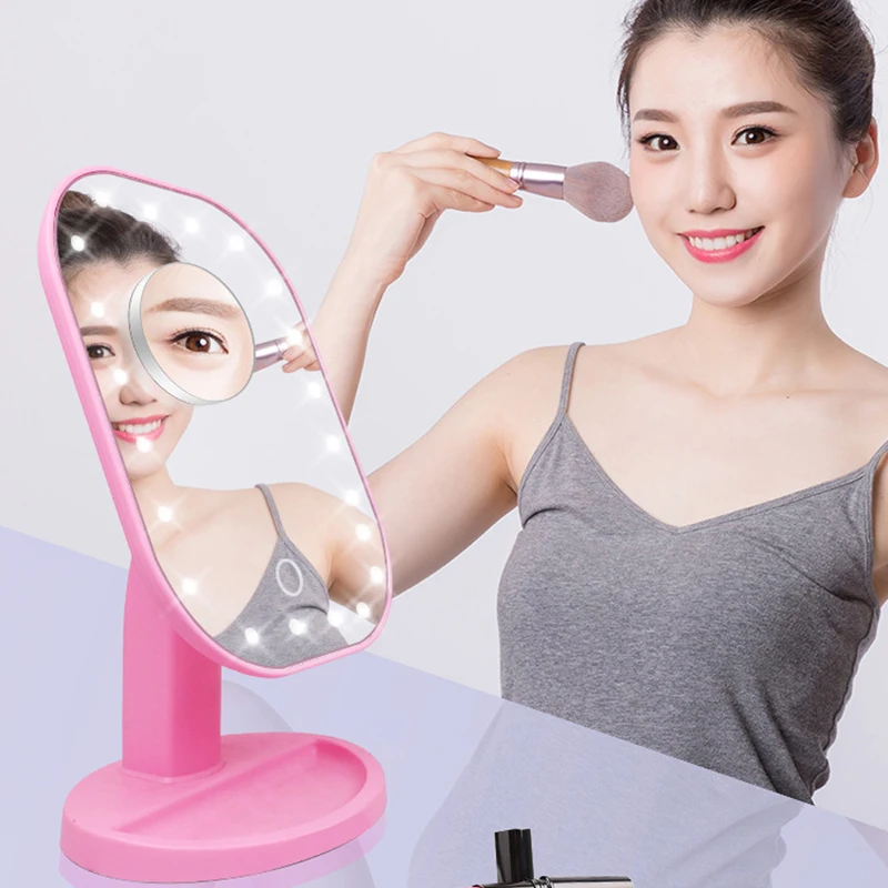 Зеркало для макияжа 20 светодиодный сенсорный экран зеркало для макияжа дропшиппинг Цена со скидкой 1X 10X яркий регулируемый USB или батареи