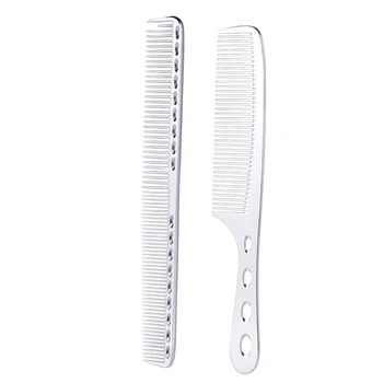 

2Pcs Salon Hair Comb with Scale Professional Barber Hairdressing Steel Comb Metal Hair Cutting Comb Styling Tools for Barber