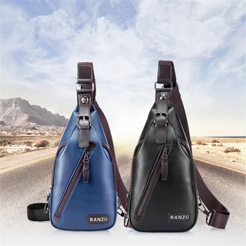 

2019 New Style MEN'S Bag Pu Chest Pack Korean-style-Men's Shoulder Bag Outdoor Leisure Bag
