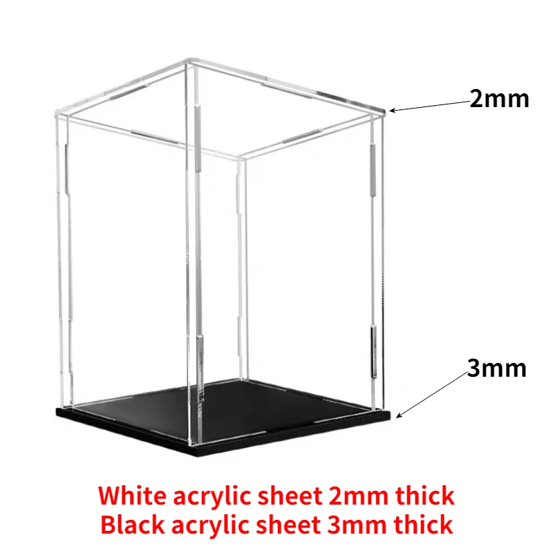 TA-VIGOR Acryl Clear Display Box, 40 x 20 x 15 cm Monteren Aanrecht Case Cube Opbergdoos Organizer Stand Stofdichte Bescherming Showcase met Zwarte Basis voor Collectibles Opslag
