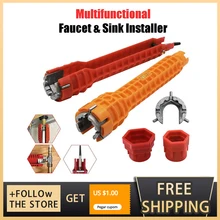 

Basin Flume Wrench Faucet Sink Key Plumbing Tool Repair Hand Tool for Toilet Bowl Bathroom Kitchen Plumbing Removal