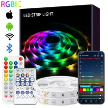 

LED Strip Lights WS2812B Bluetooth WIFI Dream Color 5-30M Music APP Control Individually Addressable RGBIC Flexible Tape Diode