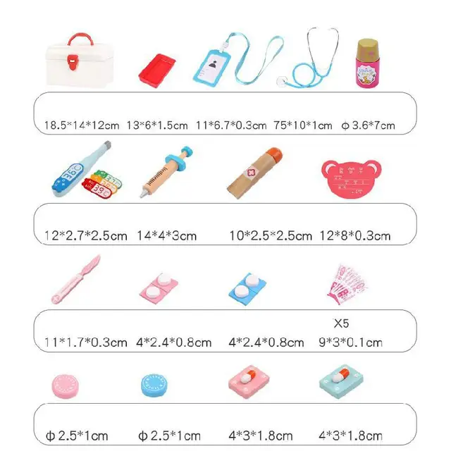 Wooden Doctor Suit Toys Medicine Box Stethoscope Simulation Hospital Injection Tools Boy Girl Role Playing Kid Toy Nurse Uniform 5