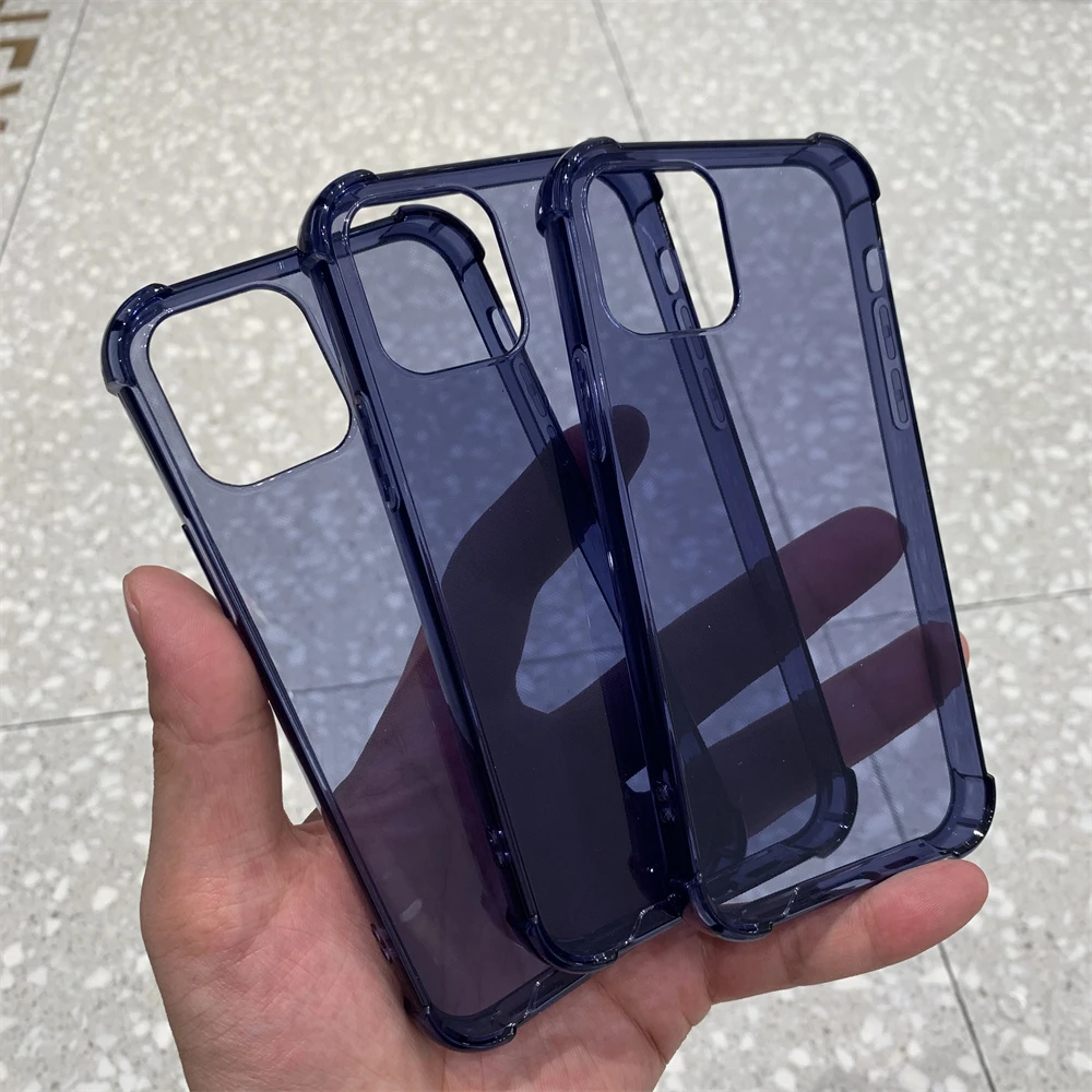 Elegant Navy Blue Clear Shockproof Phone Case - Soft TPU Back Cover
