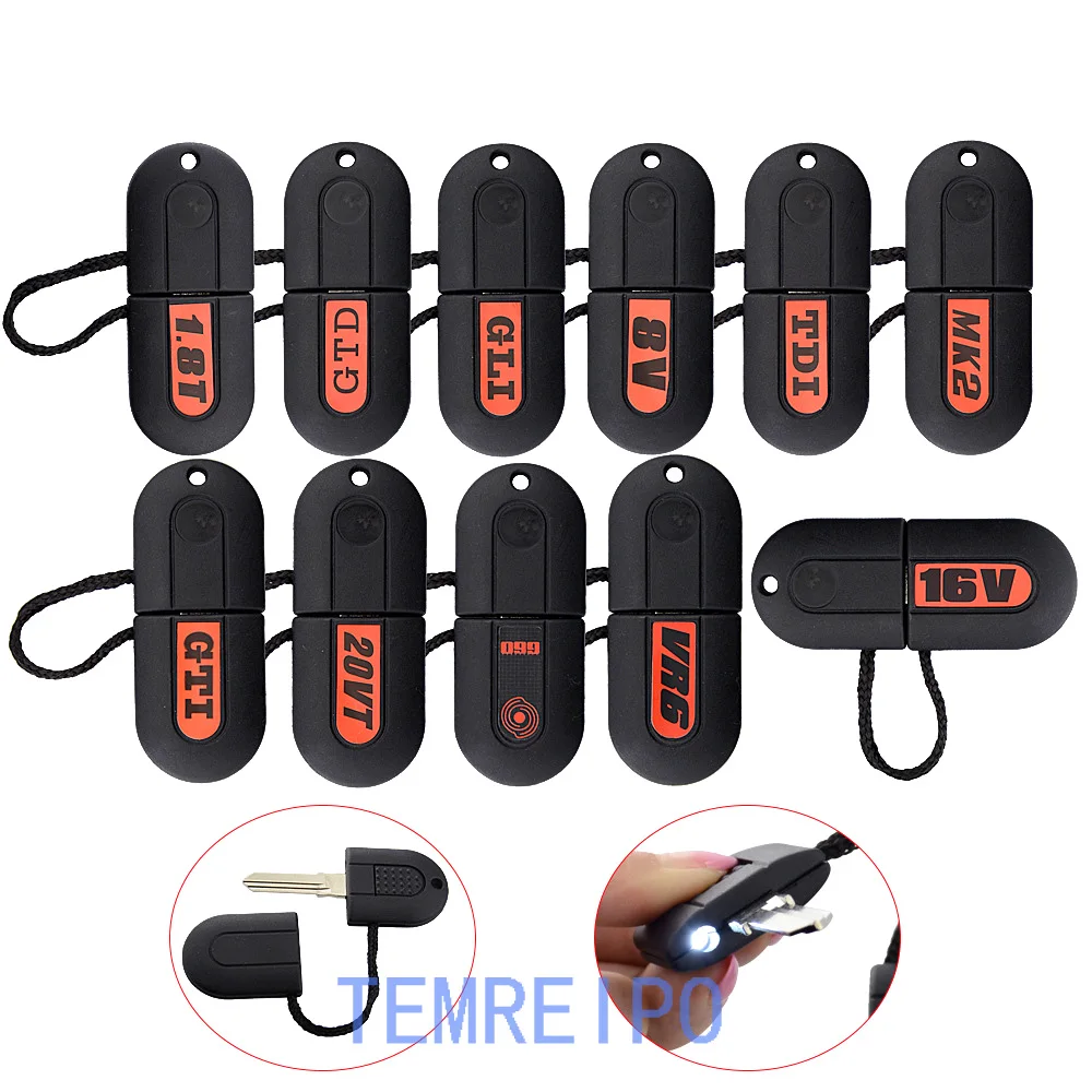 

5pcs/lot Transponder key shell for Vo lkswagen key 16V G T I G T D Key Case with light and HU49 blade key