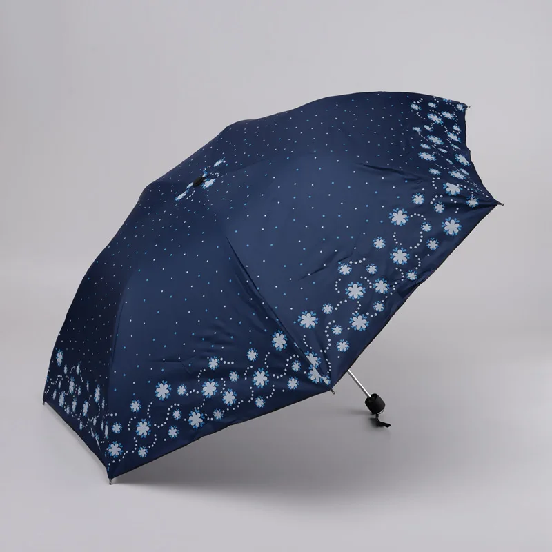 

2019 New Style Pencil All-Weather Umbrella Hipster Three Folding Parasol Students Vinyl UV-Protection Sun Parasol