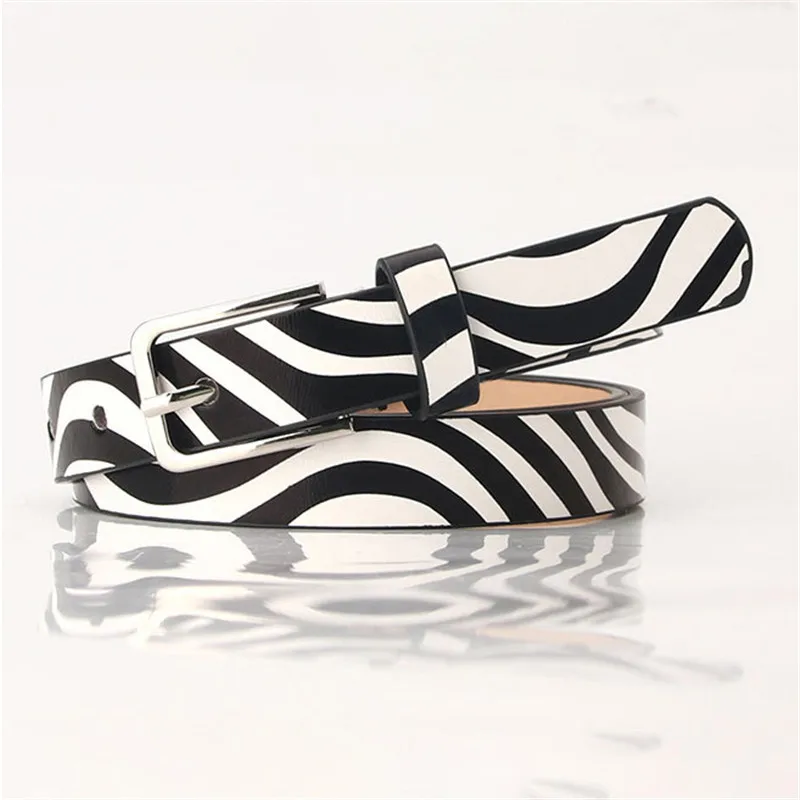 Newest 1.8cm*103cm Wide Female Black Leoprad Zebra Cow Striped Print Ladies Waistband Women Thin Narrow Wild Belts