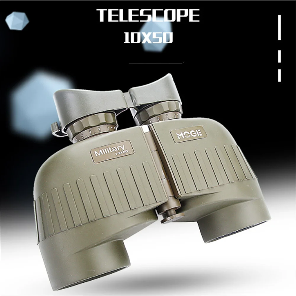 MOGE 10x50 бинокль, заполненный азотом, водонепроницаемый HD, высокое разрешение, низкий светильник, ночное видение с электронным компасом, телескоп
