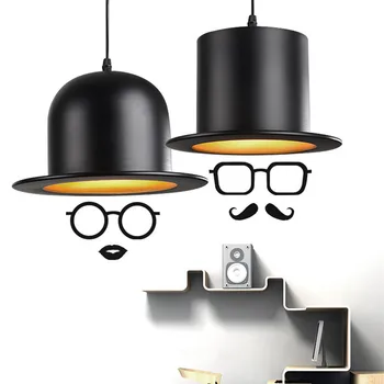 

Hat Design Lighting American Retro Industry British Counter Bar Pendant Lights Modern Style Gentleman Dress Hat Pendant Lamp