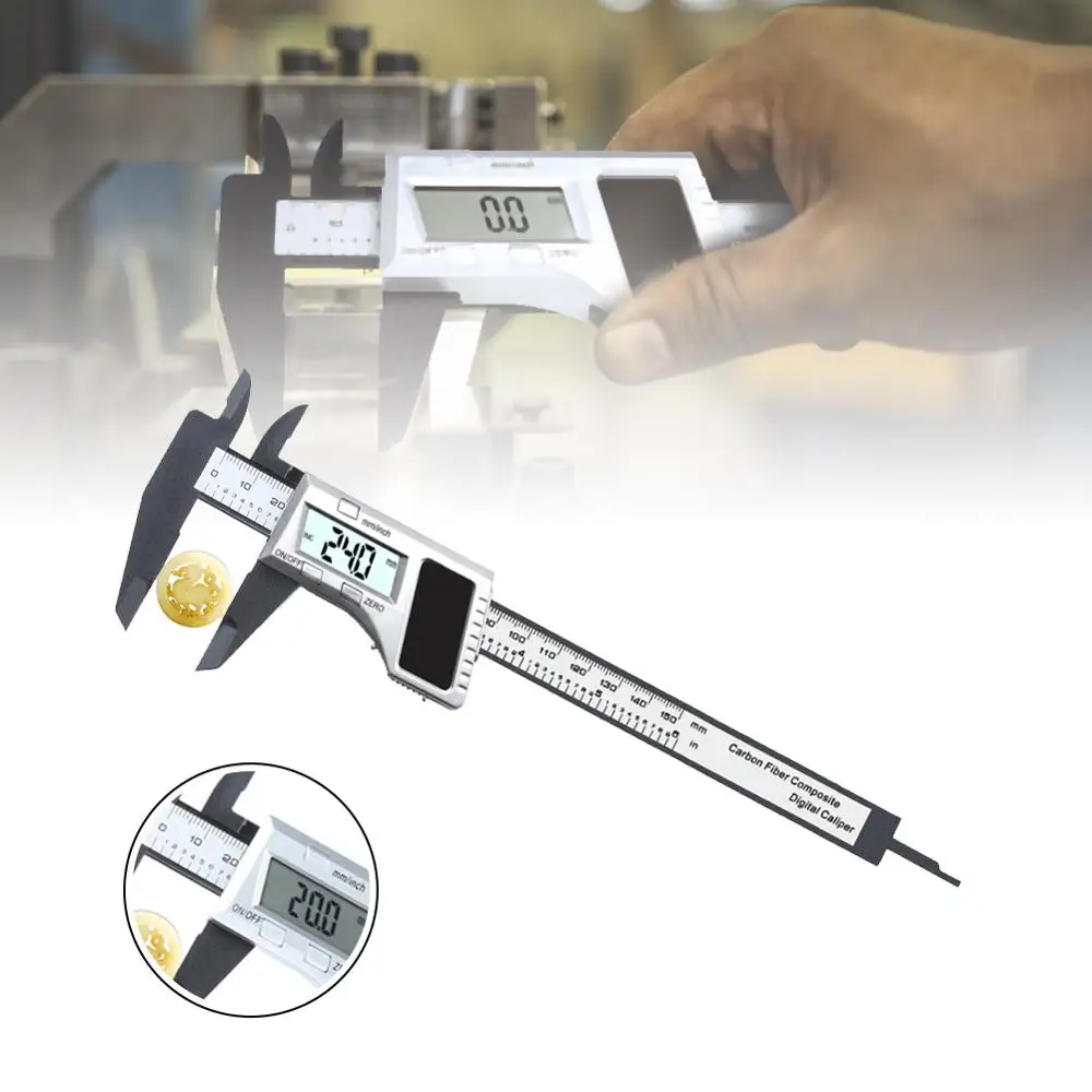 

150mm Electronic Digital Vernier Caliper 2 Power Supply Solar/Battery Home Measuring Ruler