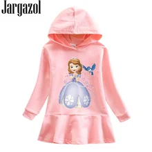 Платья для маленьких девочек; осенняя одежда; платье-свитер с капюшоном; Одежда для маленьких девочек; осенняя одежда принцессы Софии; Cotume