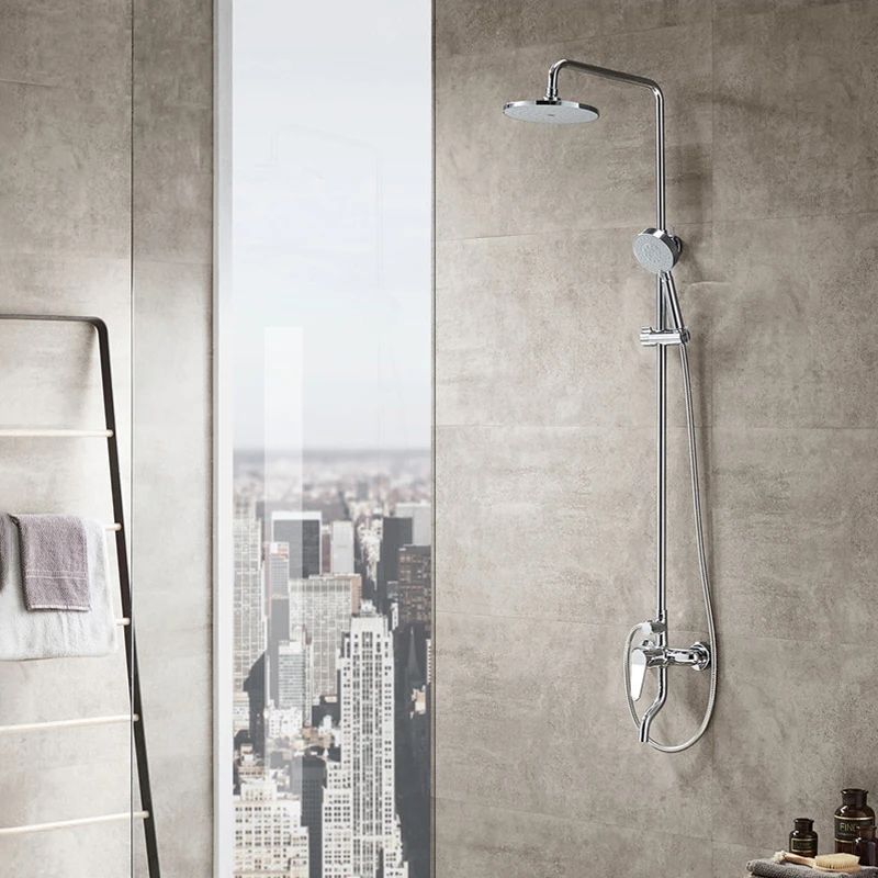 

JIAYUN Hand Held Shower 5-Function 8"Wall-Mounted Shower System Adjustable Shower Bathroom Chrome