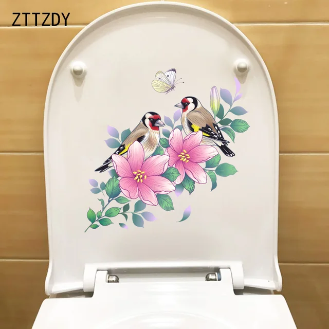 Zttzdy 24,1 Cm × 23,9 Goldfinch Virágos Ág Hálószoba Dekoráció Fali Matricák Klasszikus Wc-Matricák T2-1044