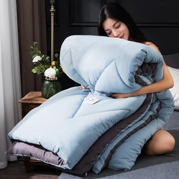 

Comforter High Quality And Comfortable Material Quilted Quilt New Design Winter Solid Color Thick Blanket King Queen Full Size
