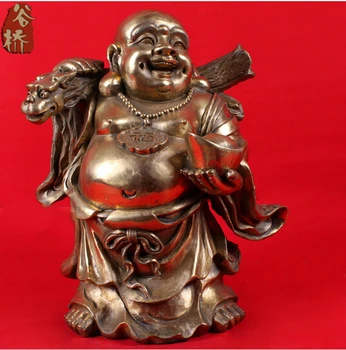 

B0601 418Bronze sculpture, lucky buddha crafts ingot copper maitreya buddha decoration bronze sculpture, decoration statue