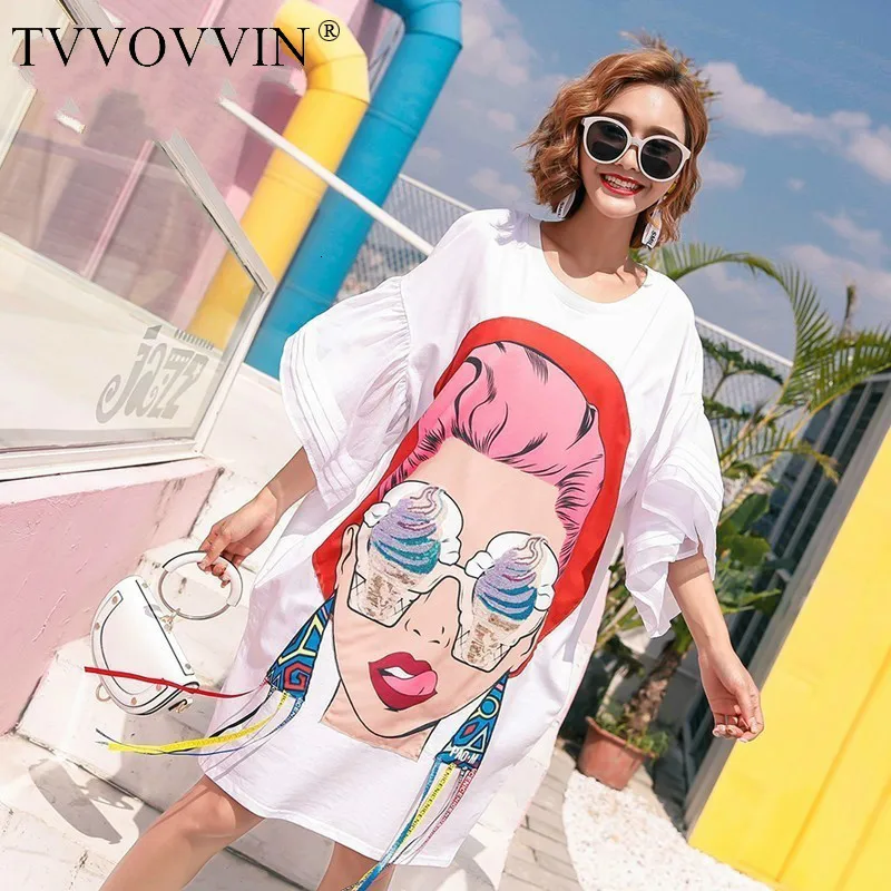 Tanie 2019 letnia dziewczyna Cartoon nadruk z cekinami bluzki asymetryczne pomponem nieregularne T Shirt luźne Plus Size duże Womans stylowe topy S030