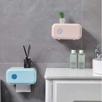 

Bathroom Waterproof Tissue Box Plastic Paper Holder Wall Mounted Garbage Bag Storage Box Punch Free Napkin Dispenser Organizer