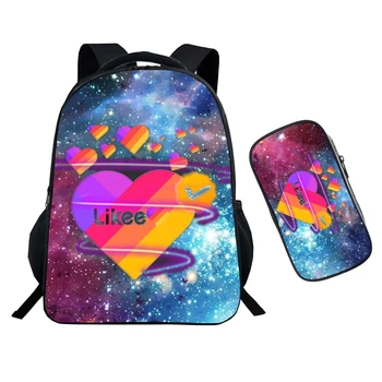 

2Pcs/set APP Likee Backpack Laptop Bag For Teens Girls Boys LIKEE School Bags Cat Unicorn Travel Rucksack Children Mochila