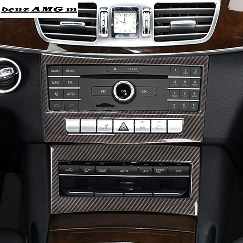 

Center Console Air Conditioning CD Frame Decoration Cover Trim ABS For Mercedes Benz E Class W212 2014-2015 Carbon Fiber Style