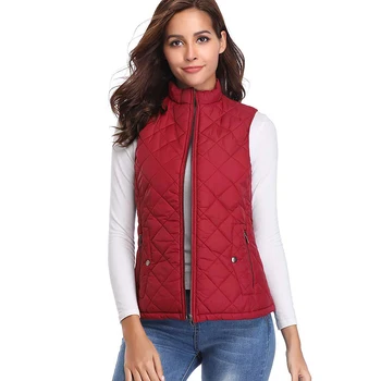 

Vest Women 2019 Winter Women's Stand Collar Lightweight Padded Zip Vest Quilted Gilet Chalecos Para Mujer