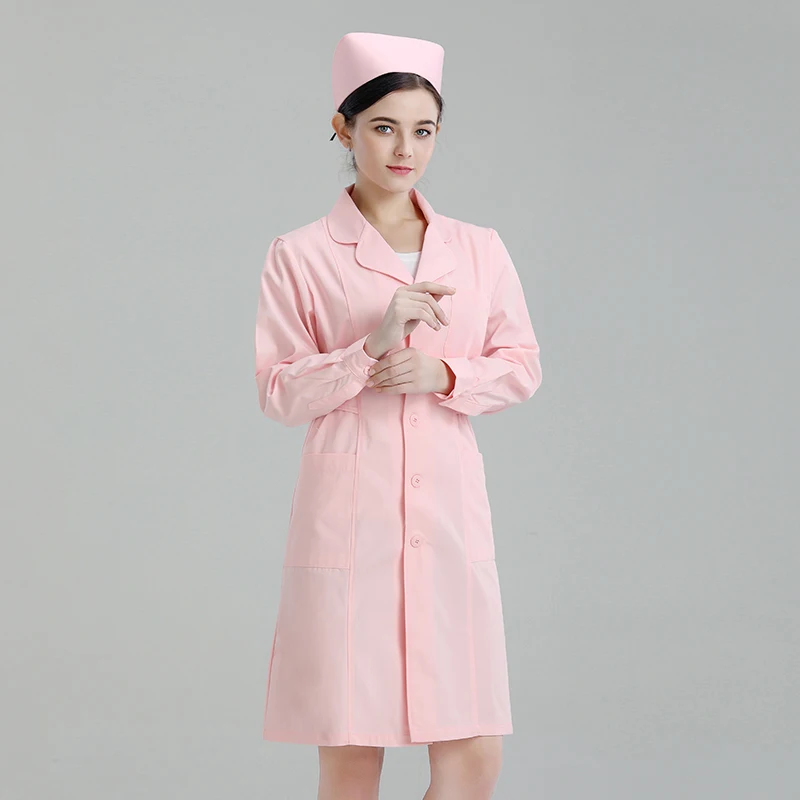 Lab Uniforms Female Fashion Work Wear Pharmacy White Coat Doctor Hospital Clinic Gown Out Clothing medical gown Dress Robe