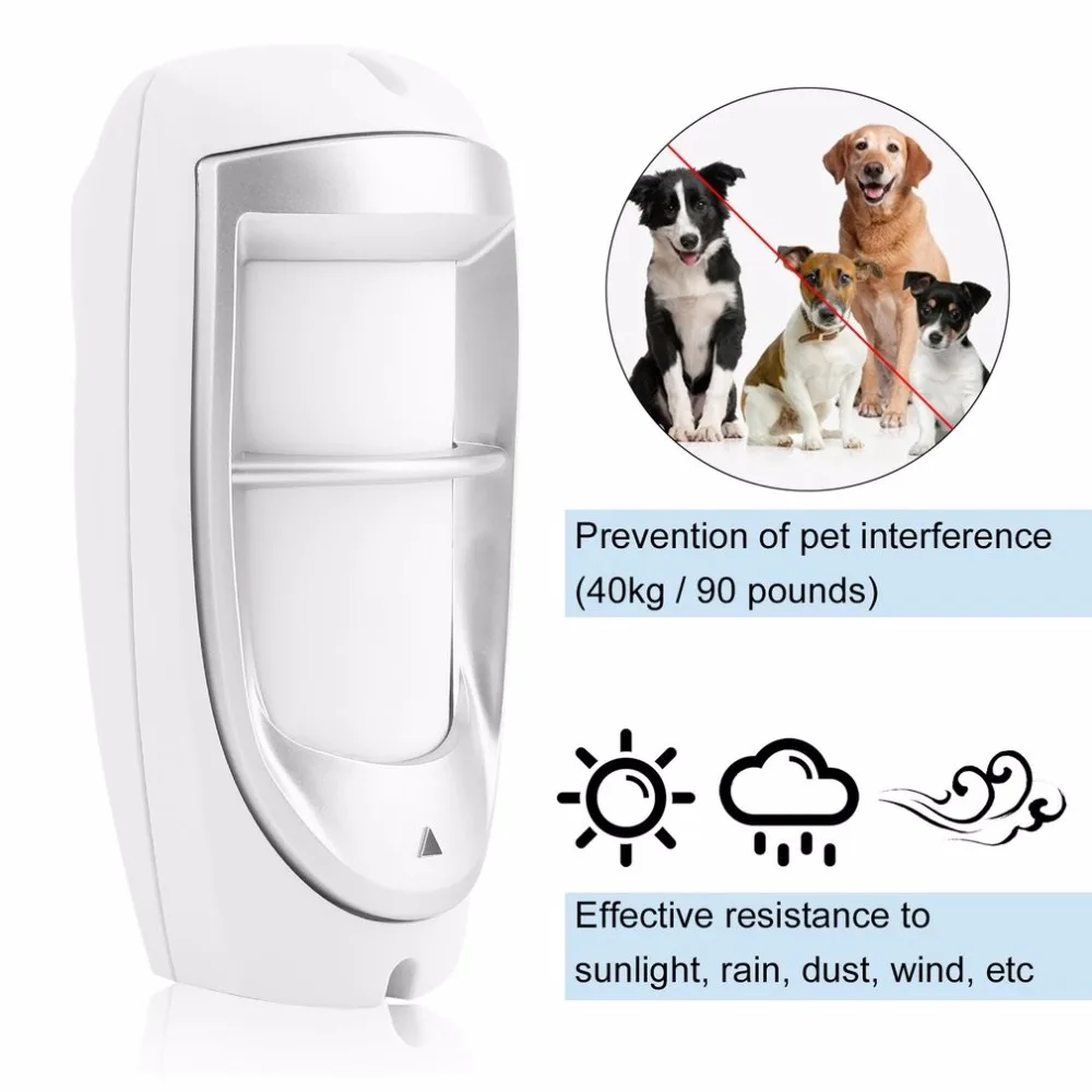 

LESHP IP45 Waterproof Pet Immunity Outdoor Digital Motion Dual PIR Detector 90 degree Dual Optical Filtering Sensor System White