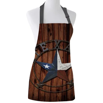 

Personalized Aprons Western Texas Star Wood Female Couples Kids Bib Canvas Kitchen Apron For Cooking Baking Restaurant Pinafore