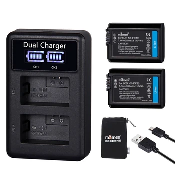 

Mamen 2Pcs 2100MAh NP-FW50 NP FW50 Digital Camera Battery LCD USB Dual Charger for Sony NEX-3 A7R Alpha A6500 A6300 A6000 A5000