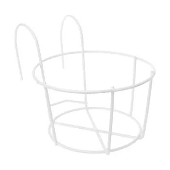 

Hanging Plant Iron Racks Balcony Round Flower Pot Rack Railing Fence Outdoor Black/White LB88