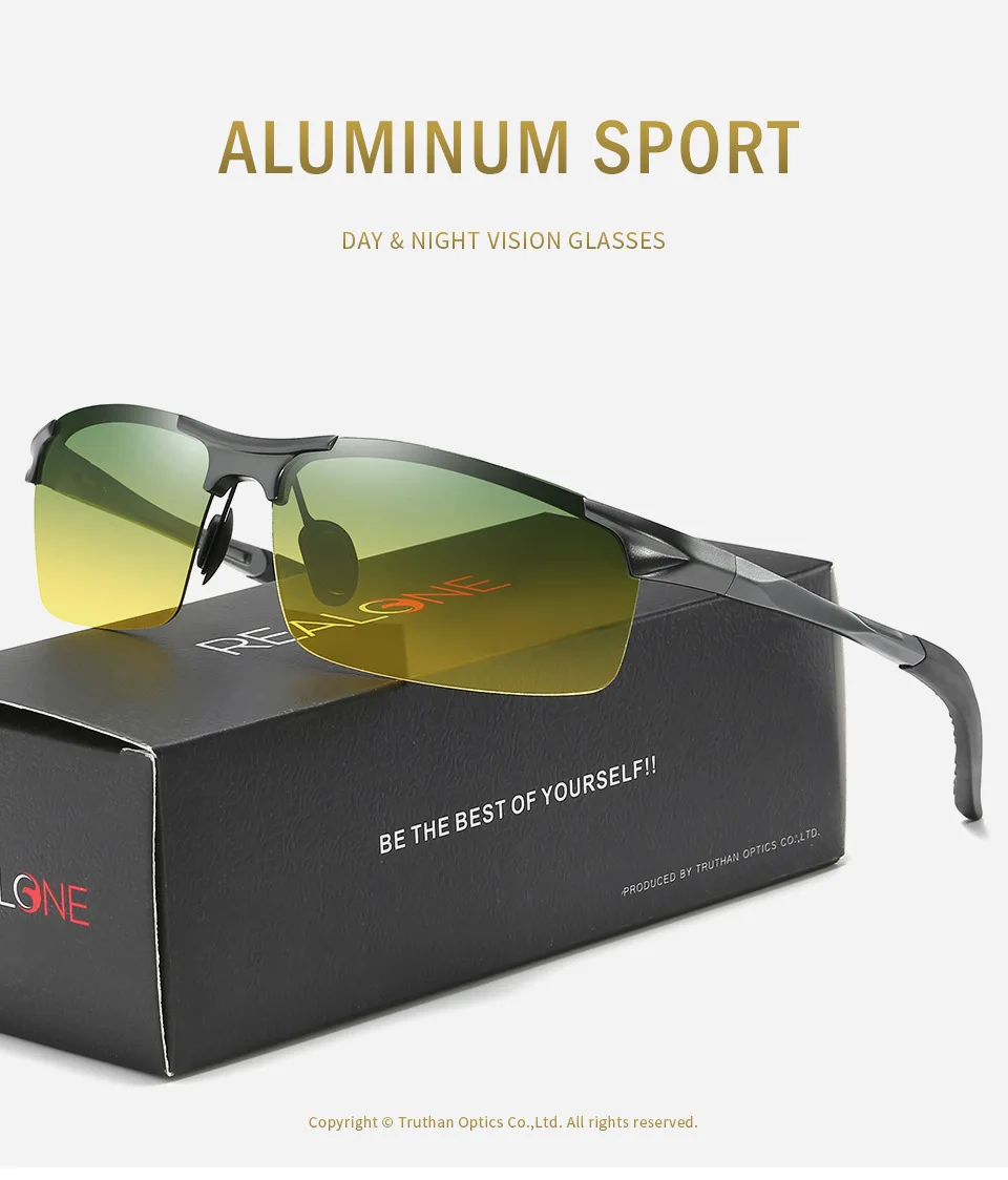 Mens Aluminum Sports Glasses for Driving Day and Night Vision Goggles Anti Glare Sunglasses with Gradient Polarized Lenses 5933