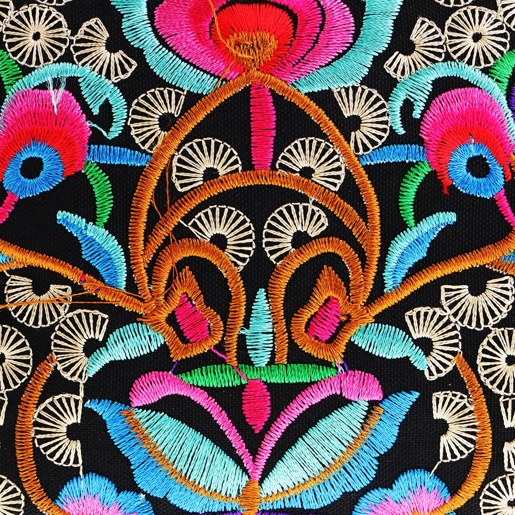 Vintage Embroidery Women Handbag Wood Beads Travel Shoulder Bag 19x14cm #1