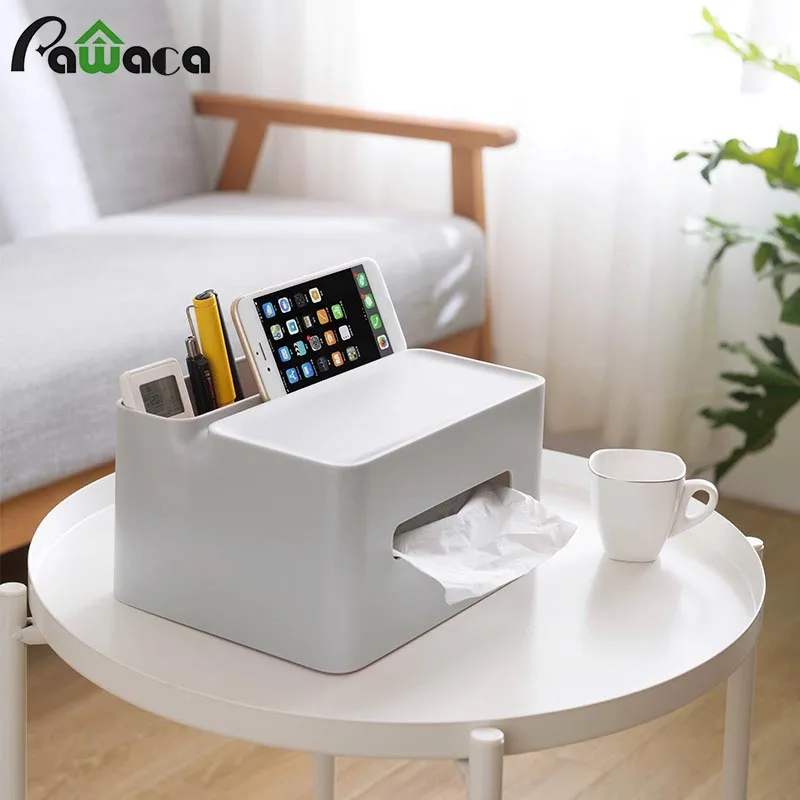 

Plastic Tissue Box Holder Multifunction Tissue Storage Box Dorm Bedroom Bed Sofa Organizer for Home Decoration