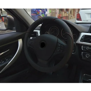 

Protector Steering Wheel Cover Microfiber Leather Black+Red Replacement Auto