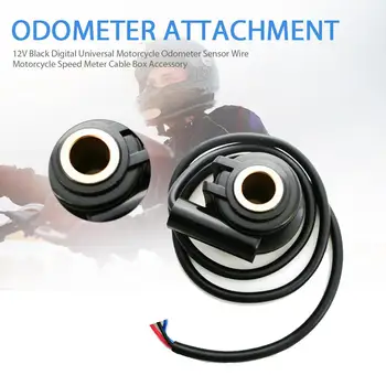 

12V Black Digital Universal Motorcycle Odometer Sensor Wire Motorcycle Speed Meter Cable Box Accessory