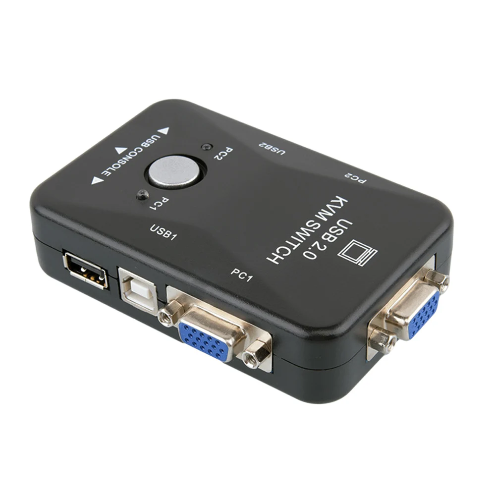  USB2.0 2-Port Adapter Switcher Switch Box Monitor Video For Keyboard Mouse KVM 1920*1440