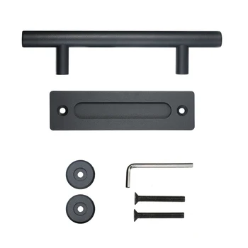 

12" Carbon Steel Sliding Barn Door Pull Handle Wood Door Handle Black Door Handles For Interior Doors Handle Pull and Flush