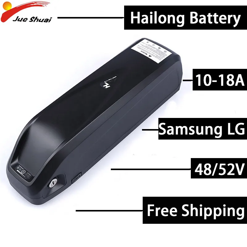 Top Hailong Electric Bike Battery 48V 52V with Charger Free Shipping Ebike Lithium Battery Electric Bike LG SamSung Kettle Battery 1