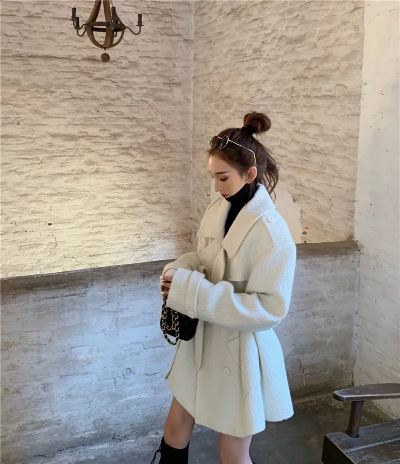 

Photo Shoot Retro Loose-Fit Mid-length Woolen Coat Women's