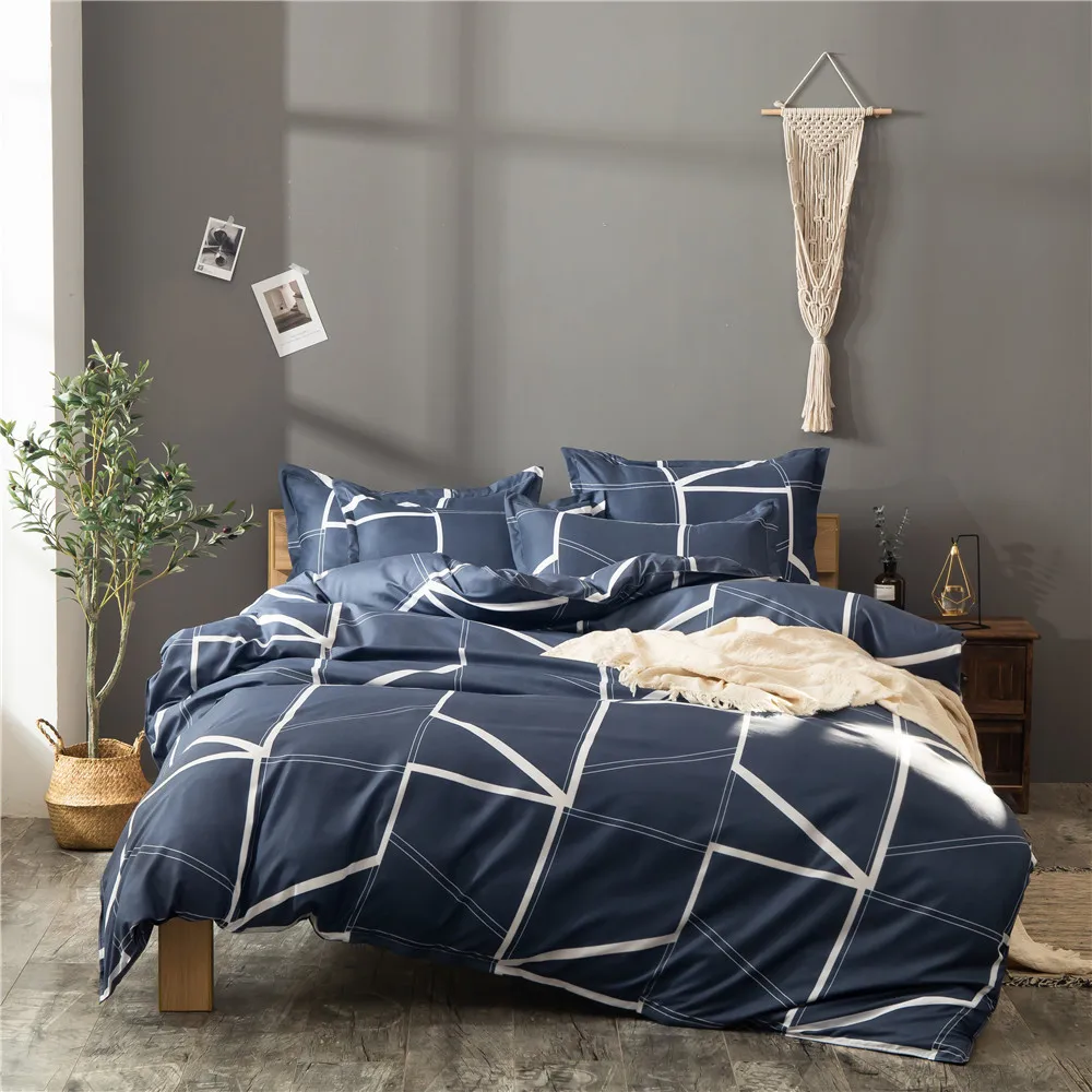 

Geometric Pattern Duvet Cover Flat Bed Sheet Pillowcase Bedding Set Soft Skin-friendly Room Decoration Home Textile