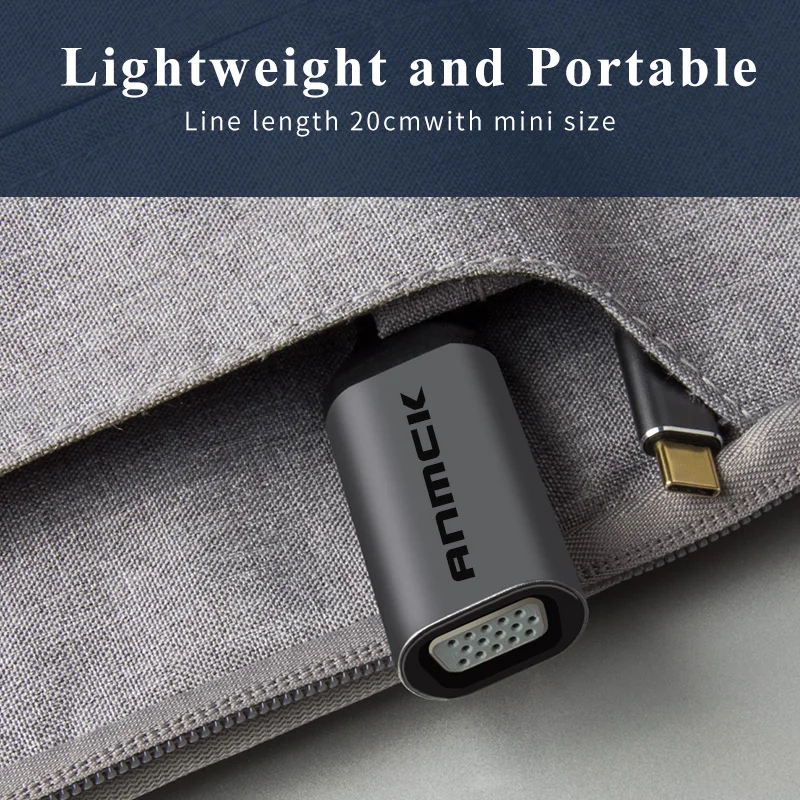 Anmck USB C VGA адаптер type C to VGA 1080P 60Hz Thunderbolt 3 для Macbook Chromebook Pixel Lumia 950XL samsung Galaxy S8/S9