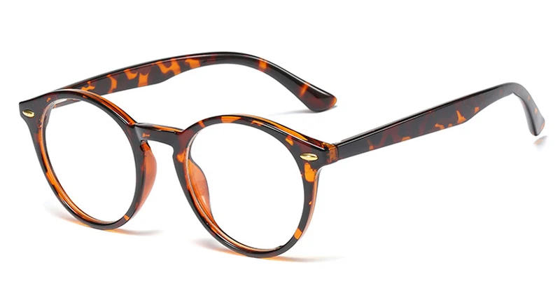 Kachawoo круглые очки оптические оправы женские заклепки зеленый синий ретро очки оправы для глаз мужские леопардовые аксессуары в стиле унисекс - Цвет оправы: leopard with clear