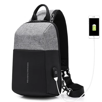 

Fashion Men Chest Bag Anti Theft USB Sling Bag Men Crossbody Shoulder Bags High Quality Waterproof Male Chest Messenger Bag