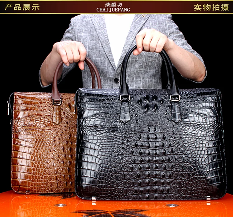 

Crocodile pattern leather briefcase men business bag