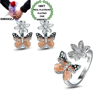 

OMHXZJ Wholesale JE49 Fashion Woman Party Birthday Wedding Gift Butterfly 18KT Black Gold Necklace+Earrings+Ring Jewelry Set