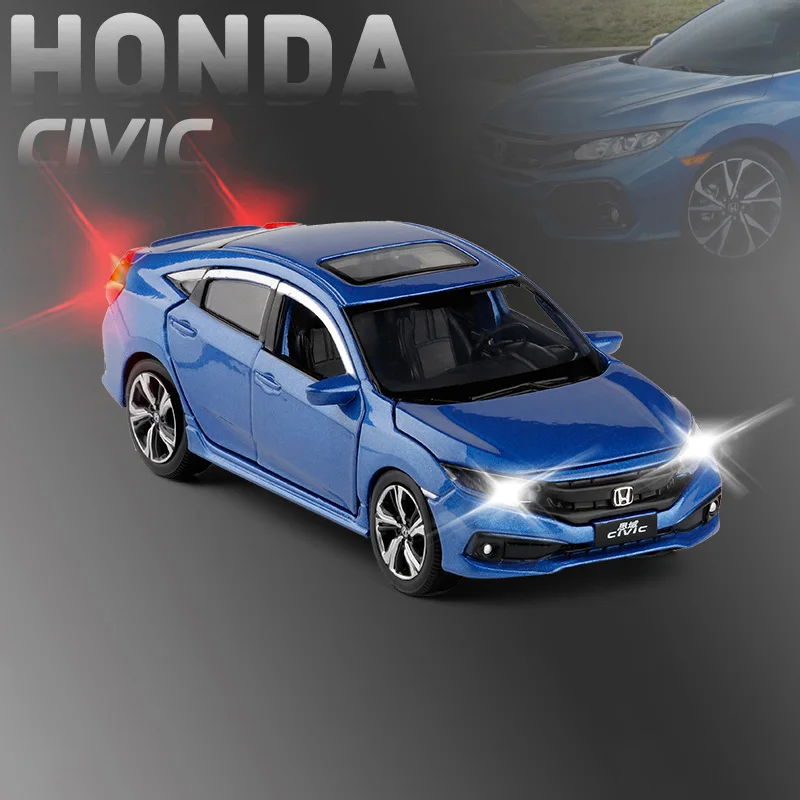 Blue no box 1:32 HONDA CIVIC Diecasts& Toy Vehicles модель автомобиля со звуковым светом коллекционная машинка Игрушки для мальчиков подарок для детей литая под давлением игрушка с огоньками - Цвет: Blue no box