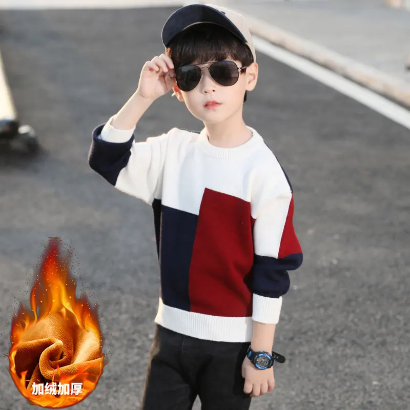 Слоновая кость Autumn Baby Boys Sweater Toddler Boys Long-Sleeve Jumper Knitwear Patchwork Pullover For Boys High Quality Children'S Clothing Y - Цвет: Слоновая кость