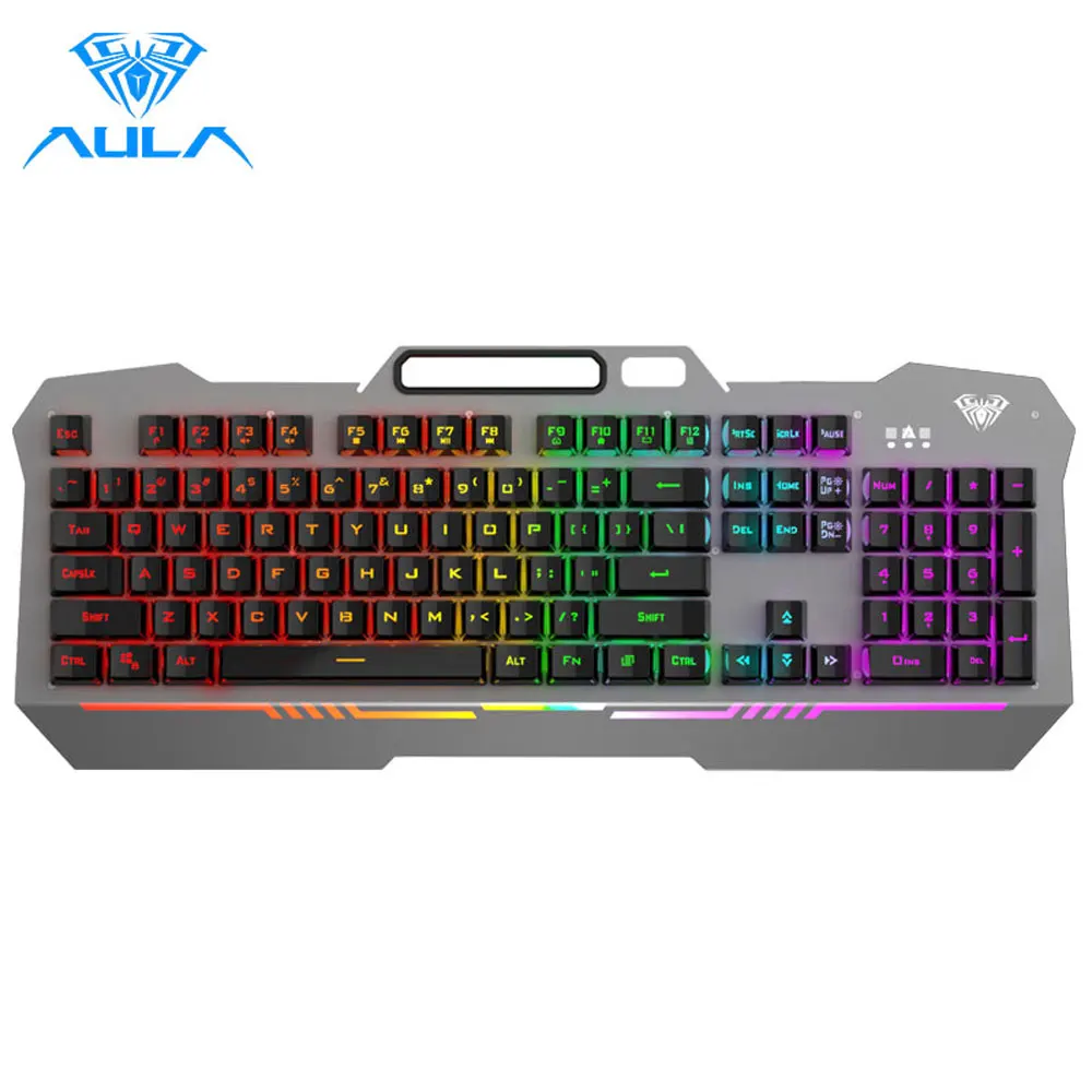 AULA F3010 Проводная игровая клавиатура 26 Anti ghosting эргономичный металлический Панель